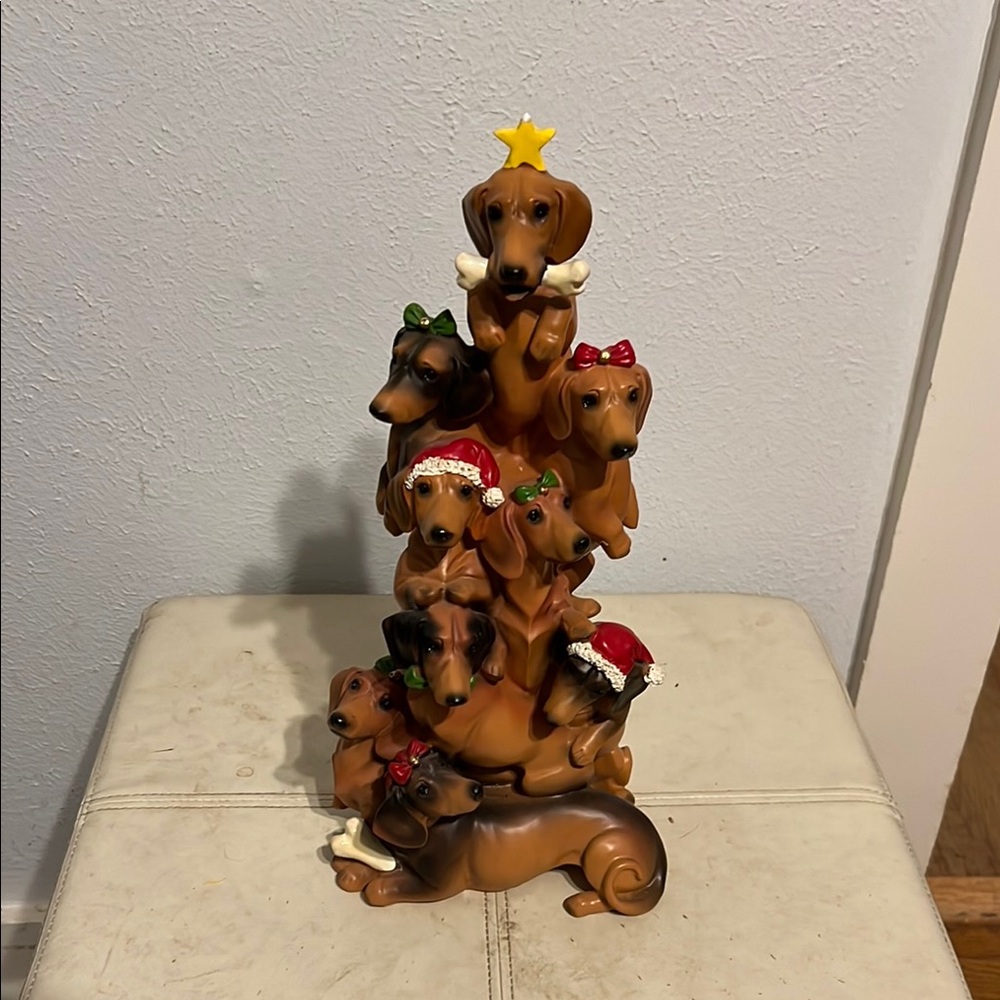 Festive Dachshund Dog Stack Figurine